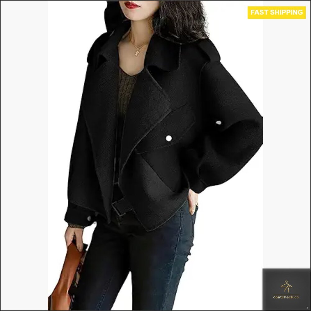 Cropped Wool Blazer Jacket Open Front Casual Eleg… - image 1